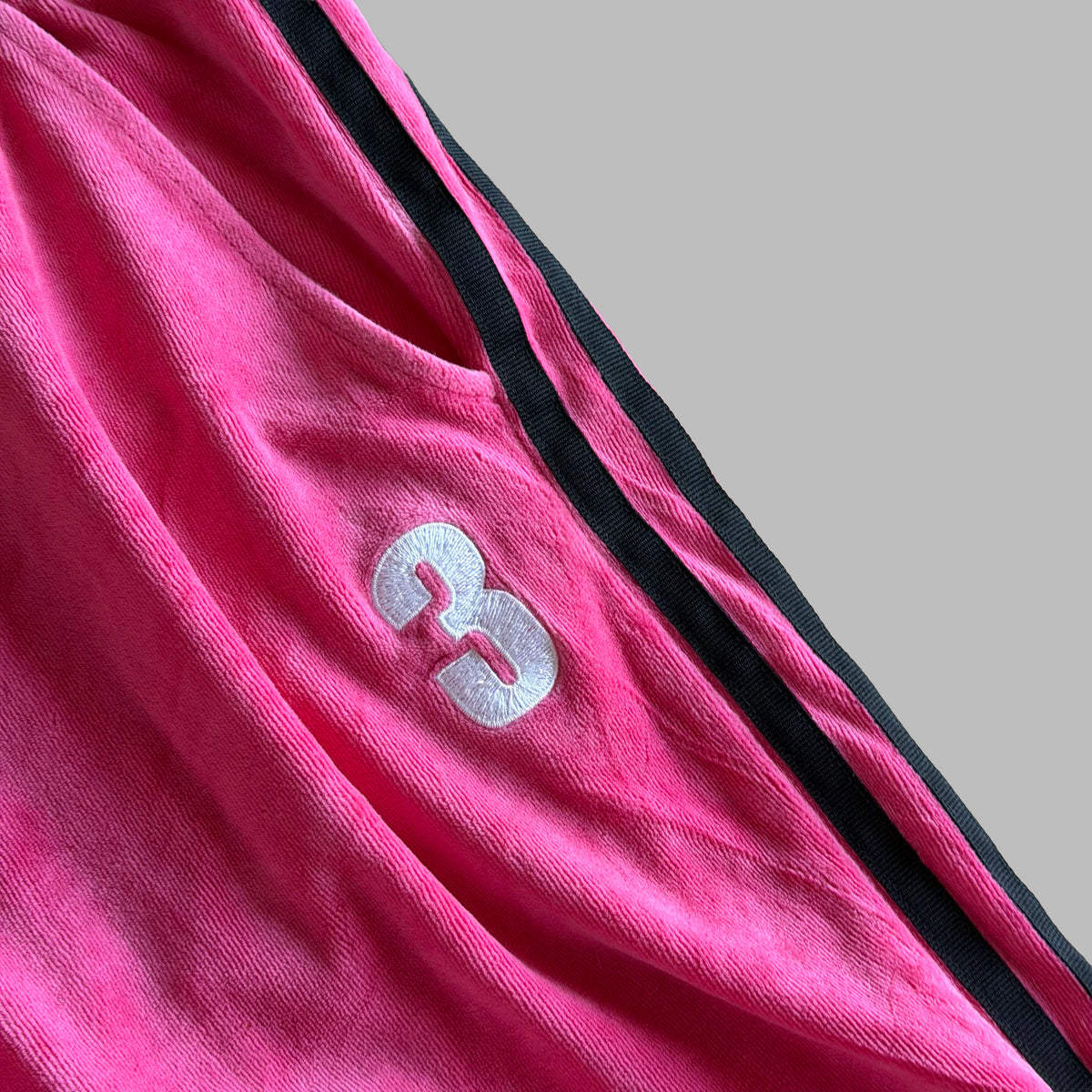 Y2K Adidas Three Stripe Velour Velvet Track Pants - S/M