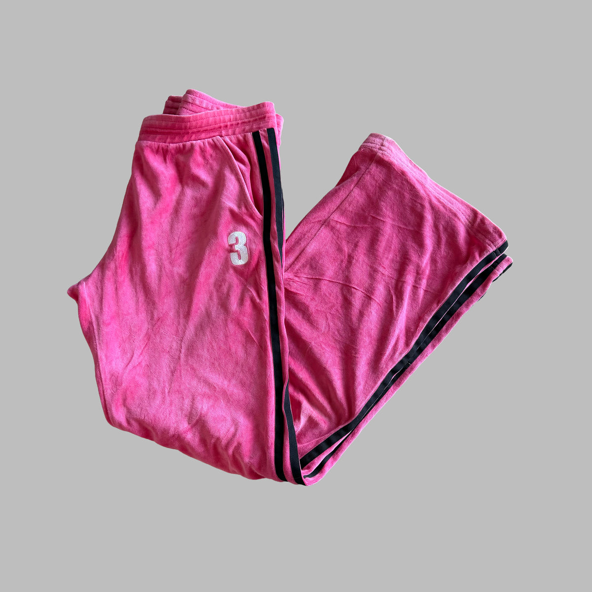 Y2K Adidas Three Stripe Velour Velvet Track Pants - S/M