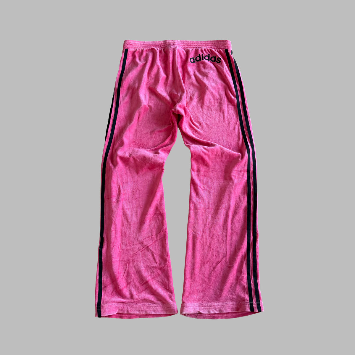 Y2K Adidas Three Stripe Velour Velvet Track Pants - S/M