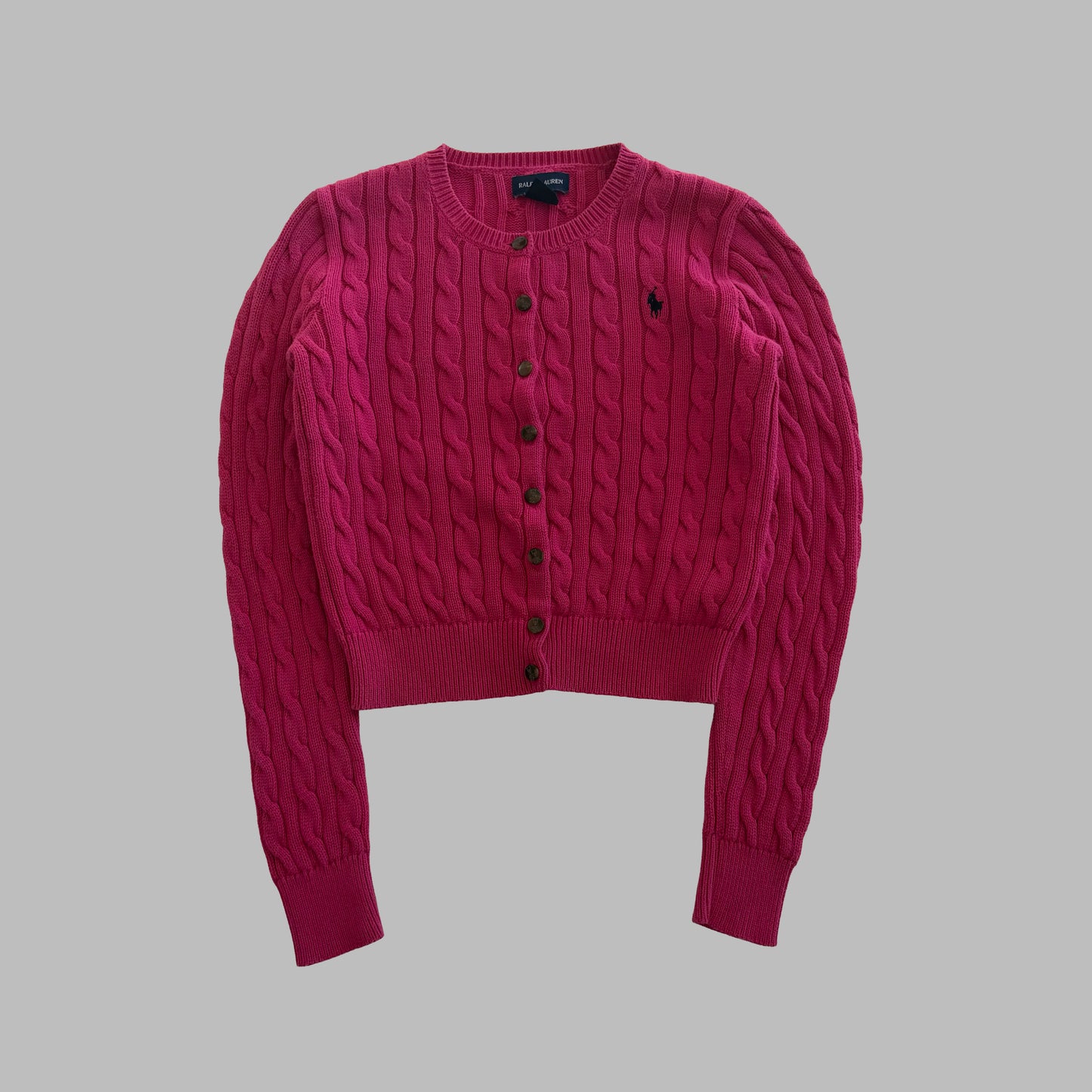 Y2K Polo Ralph Lauren Cable Knit Cardigan - XS