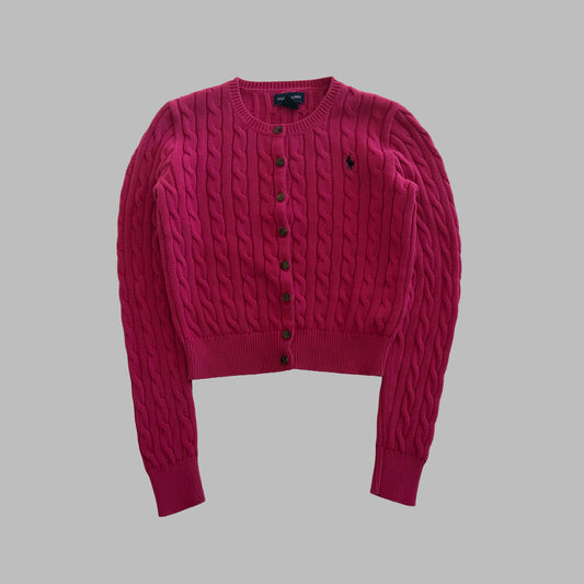Y2K Polo Ralph Lauren Cable Knit Cardigan - XS