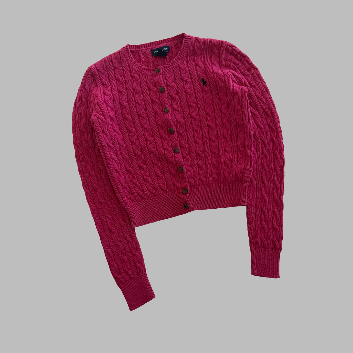 Y2K Polo Ralph Lauren Cable Knit Cardigan - XS