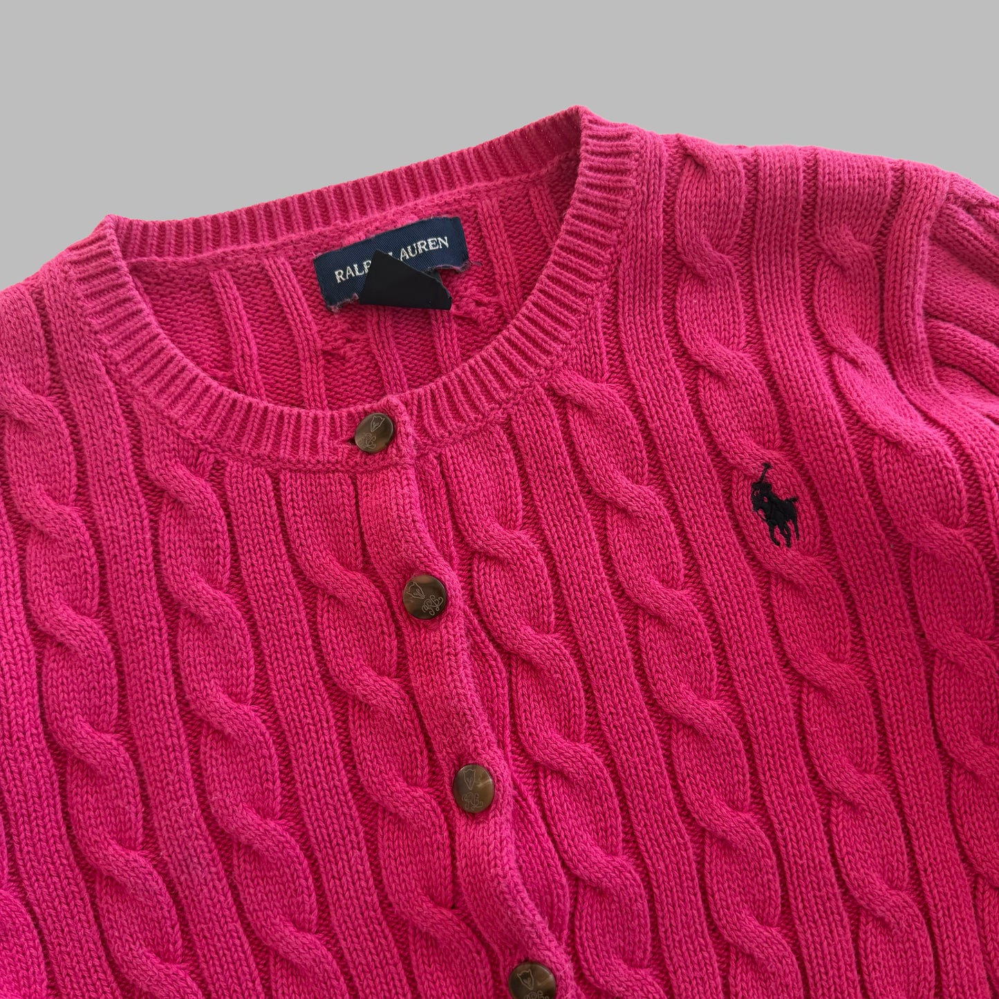 Y2K Polo Ralph Lauren Cable Knit Cardigan - XS