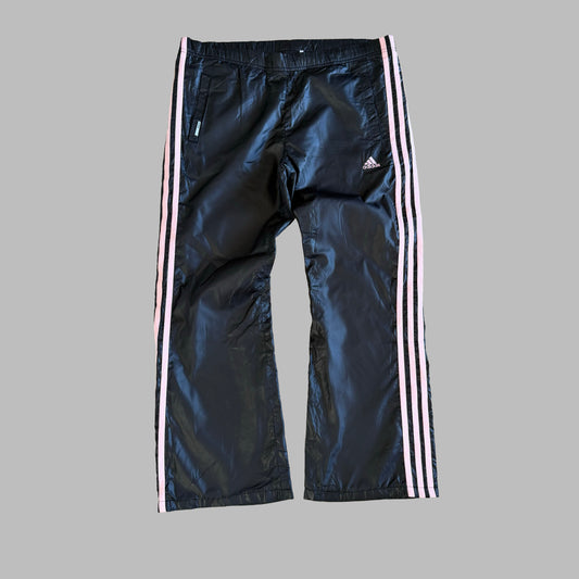 Y2K Adidas Three Stripe Wide Leg Track Pants - M