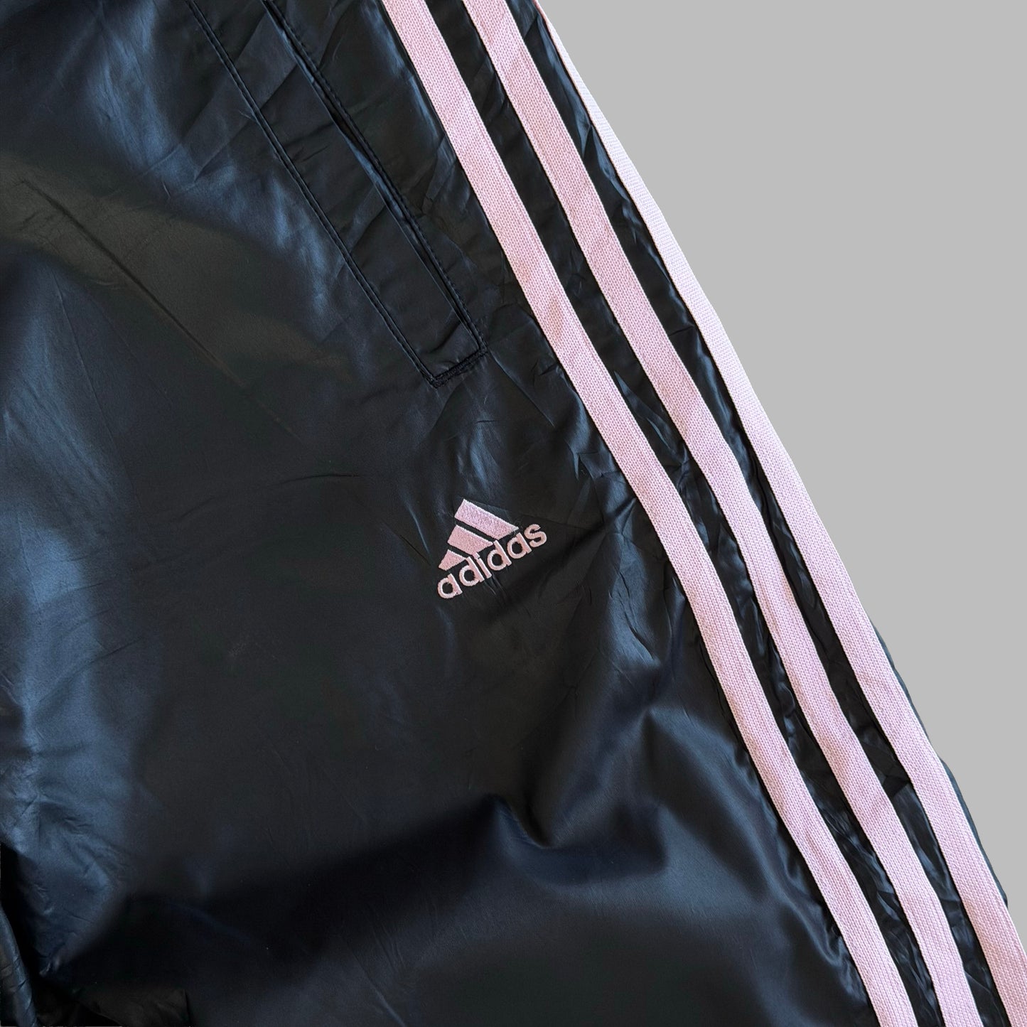 Y2K Adidas Three Stripe Wide Leg Track Pants - M