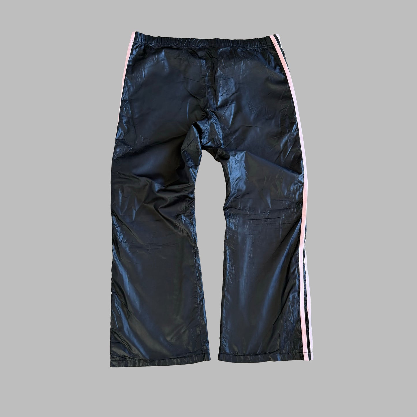 Y2K Adidas Three Stripe Wide Leg Track Pants - M