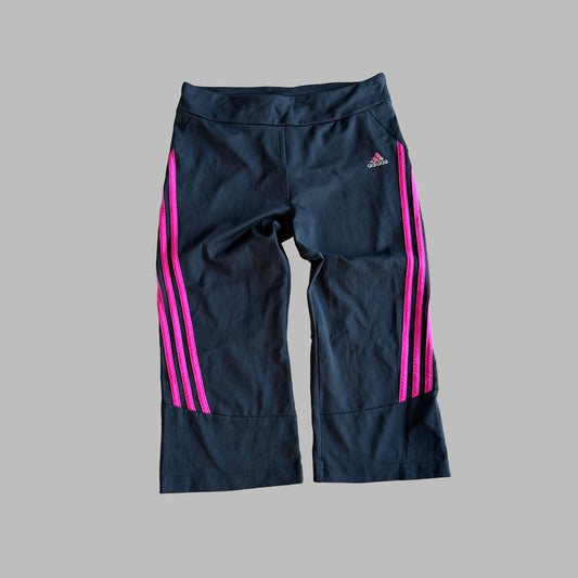Y2K Adidas Three Stripe Activewear Capris - M