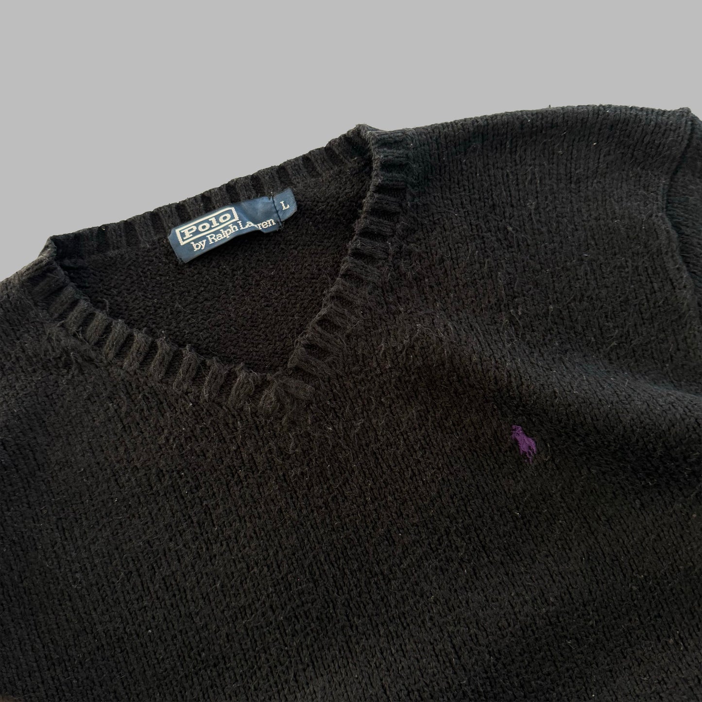 90s Polo Ralph Lauren V-neck Heavy Knit - L