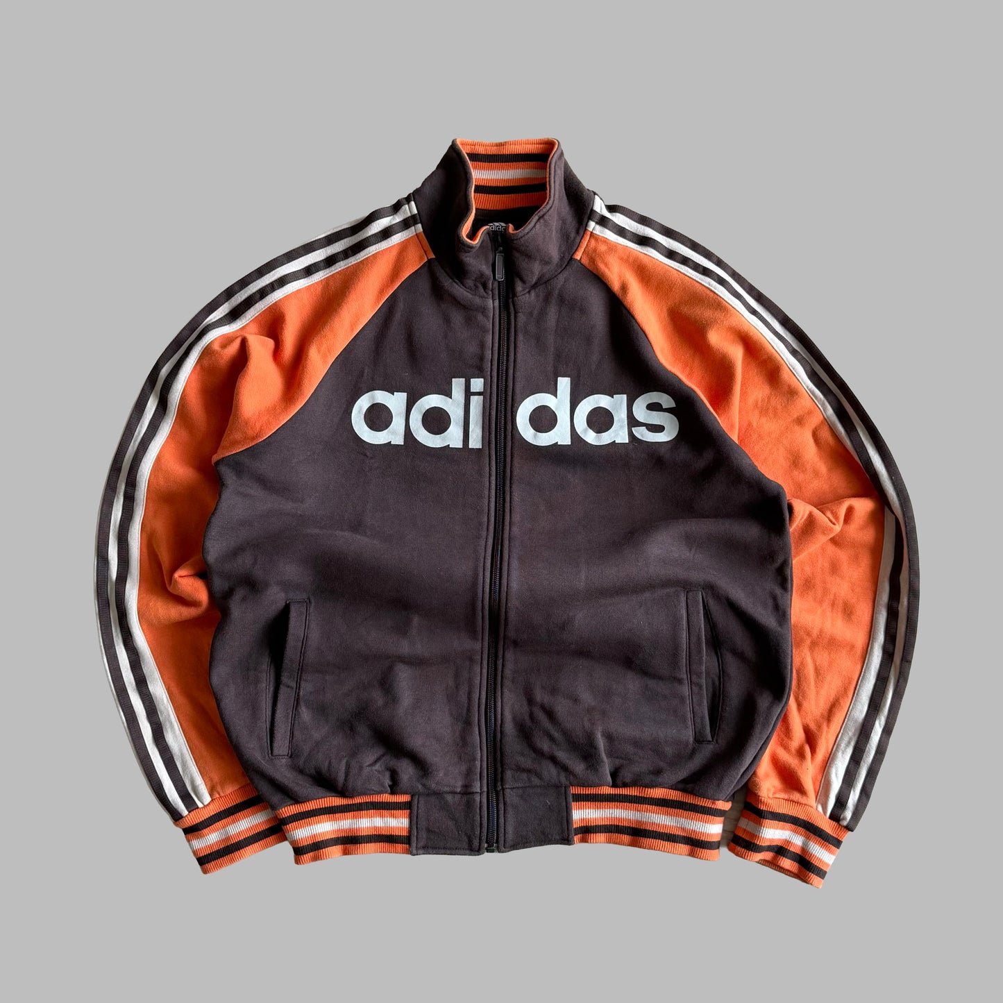 Y2K Adidas Three Stripe Spell Out Track Jacket - M