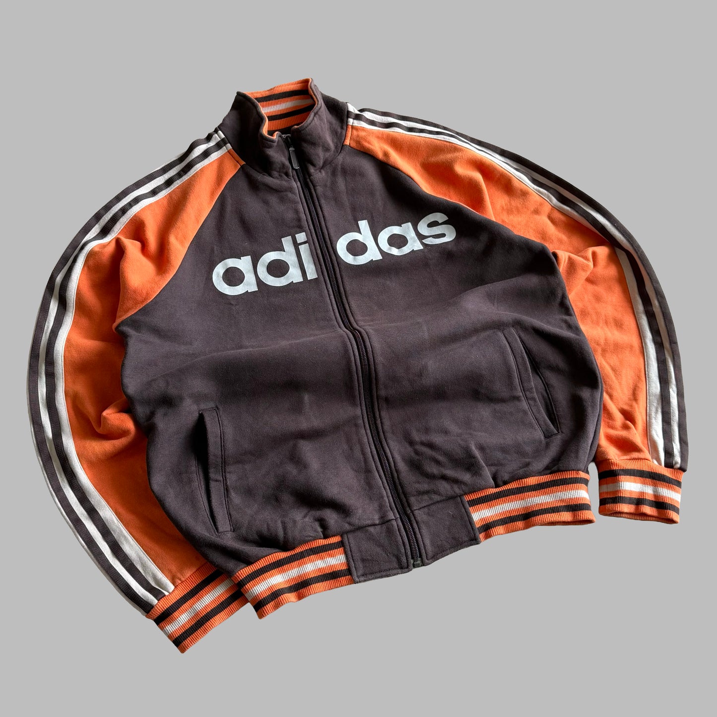 Y2K Adidas Three Stripe Spell Out Track Jacket - M