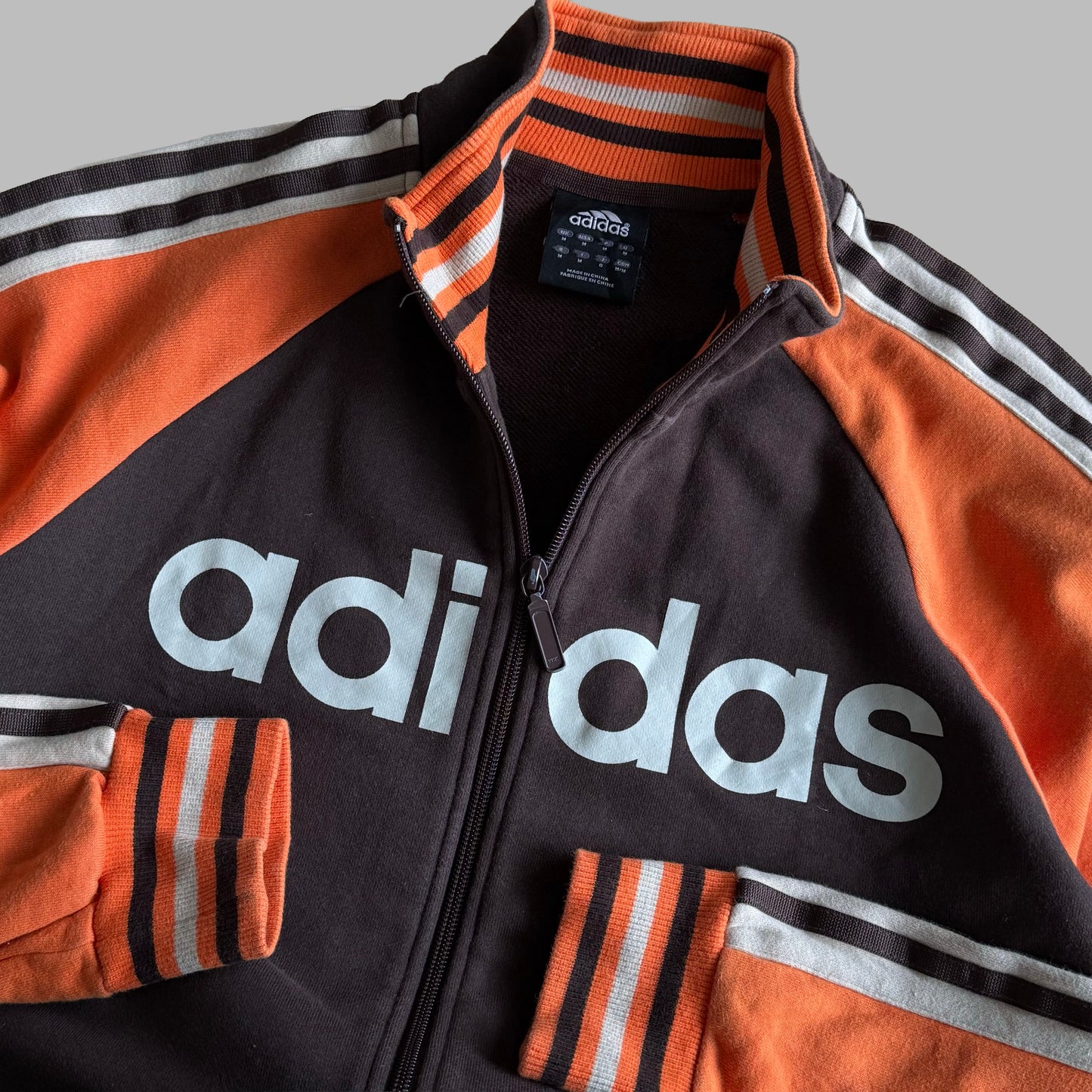 Y2K Adidas Three Stripe Spell Out Track Jacket - M