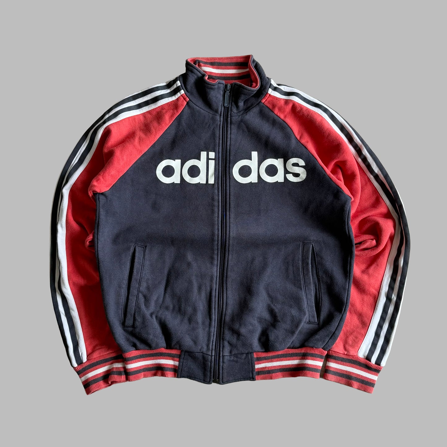 Y2K Adidas Three Stripe Spell Out Track Jacket - S