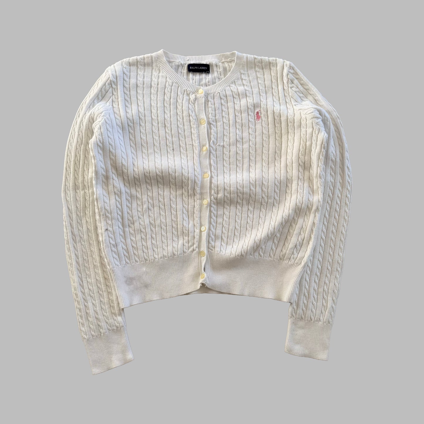 Y2K Polo Ralph Lauren Cable Knit Cardigan - M