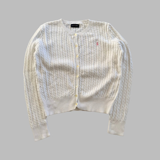 Y2K Polo Ralph Lauren Cable Knit Cardigan - M