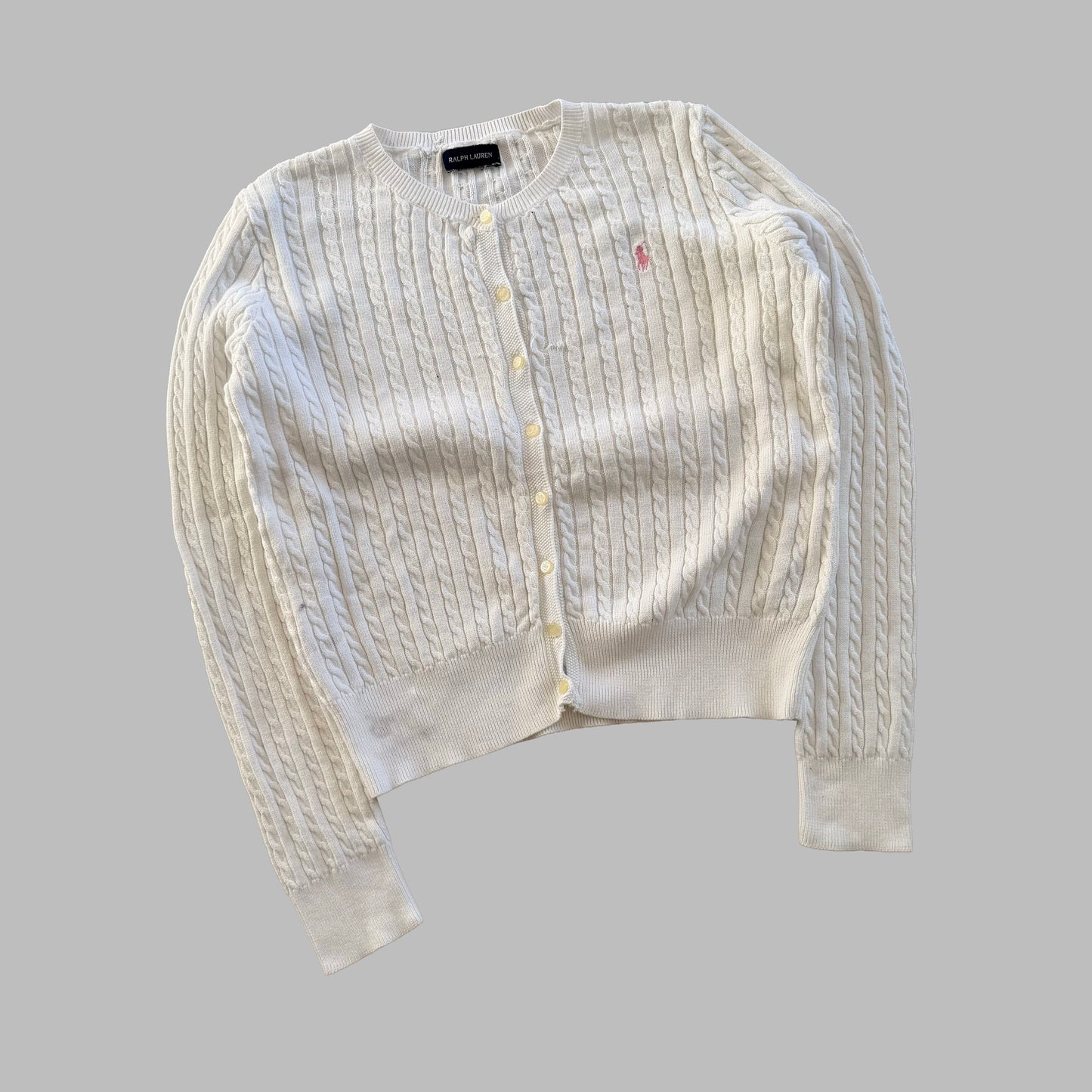 Y2K Polo Ralph Lauren Cable Knit Cardigan - M