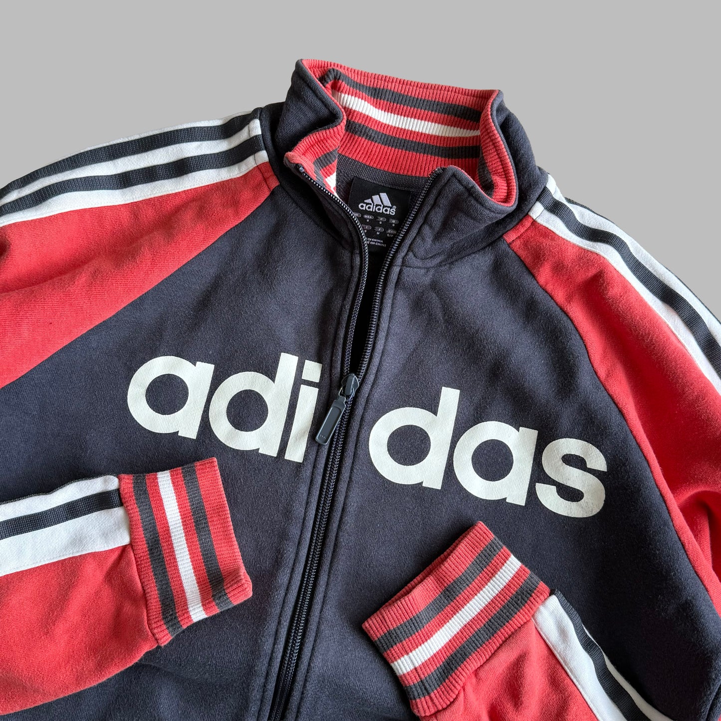 Y2K Adidas Three Stripe Spell Out Track Jacket - S