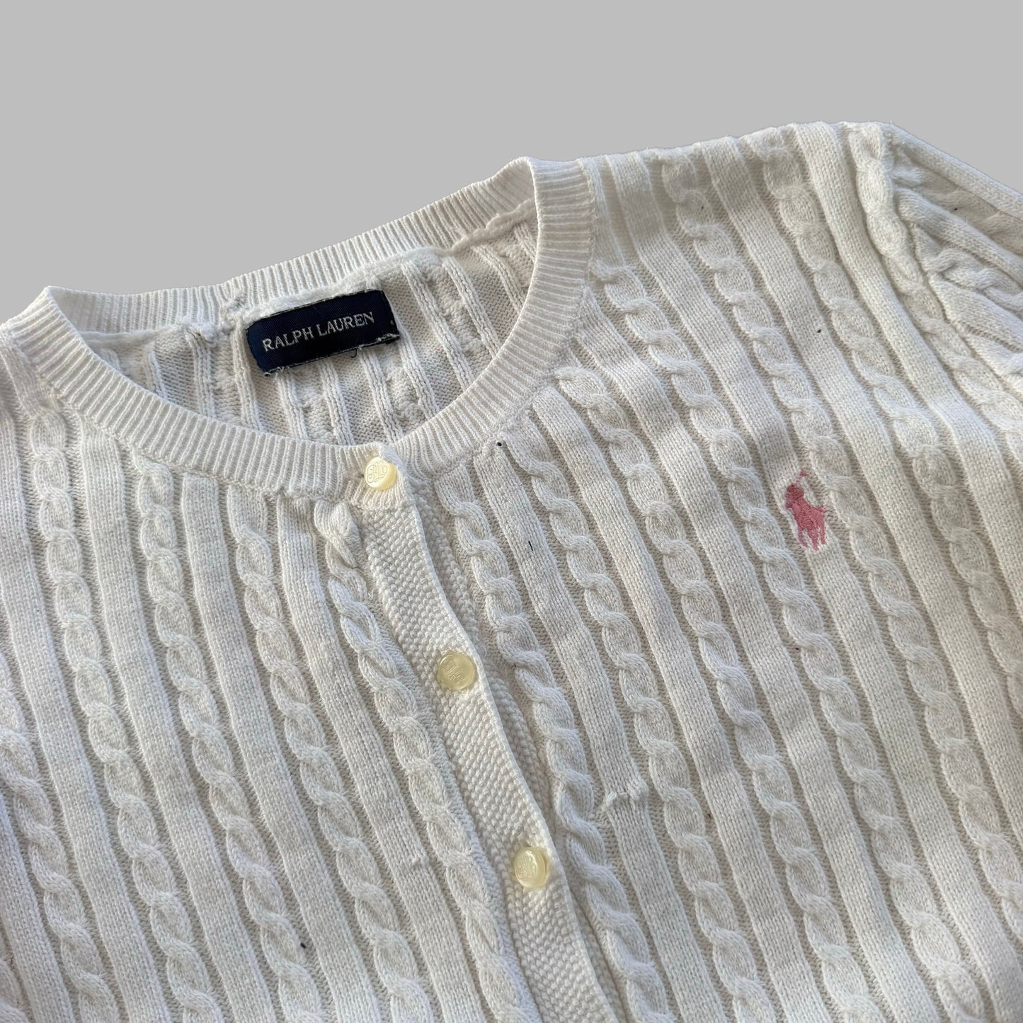 Y2K Polo Ralph Lauren Cable Knit Cardigan - M