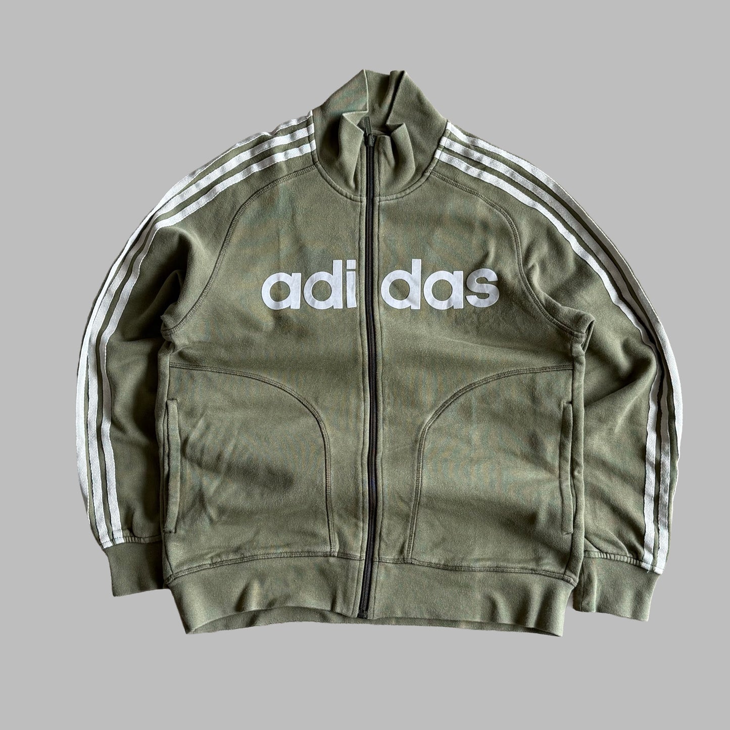 Y2K Adidas Three Stripe Spell Out Track Jacket - M