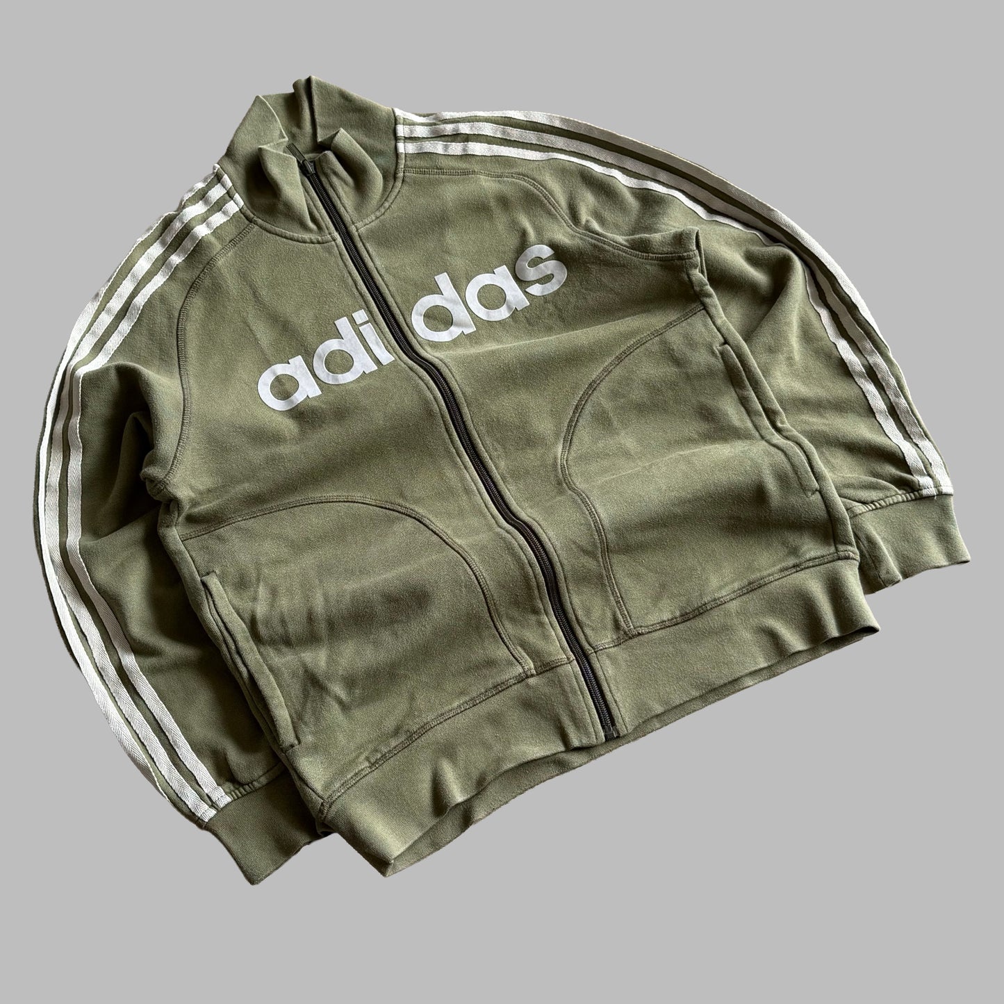 Y2K Adidas Three Stripe Spell Out Track Jacket - M