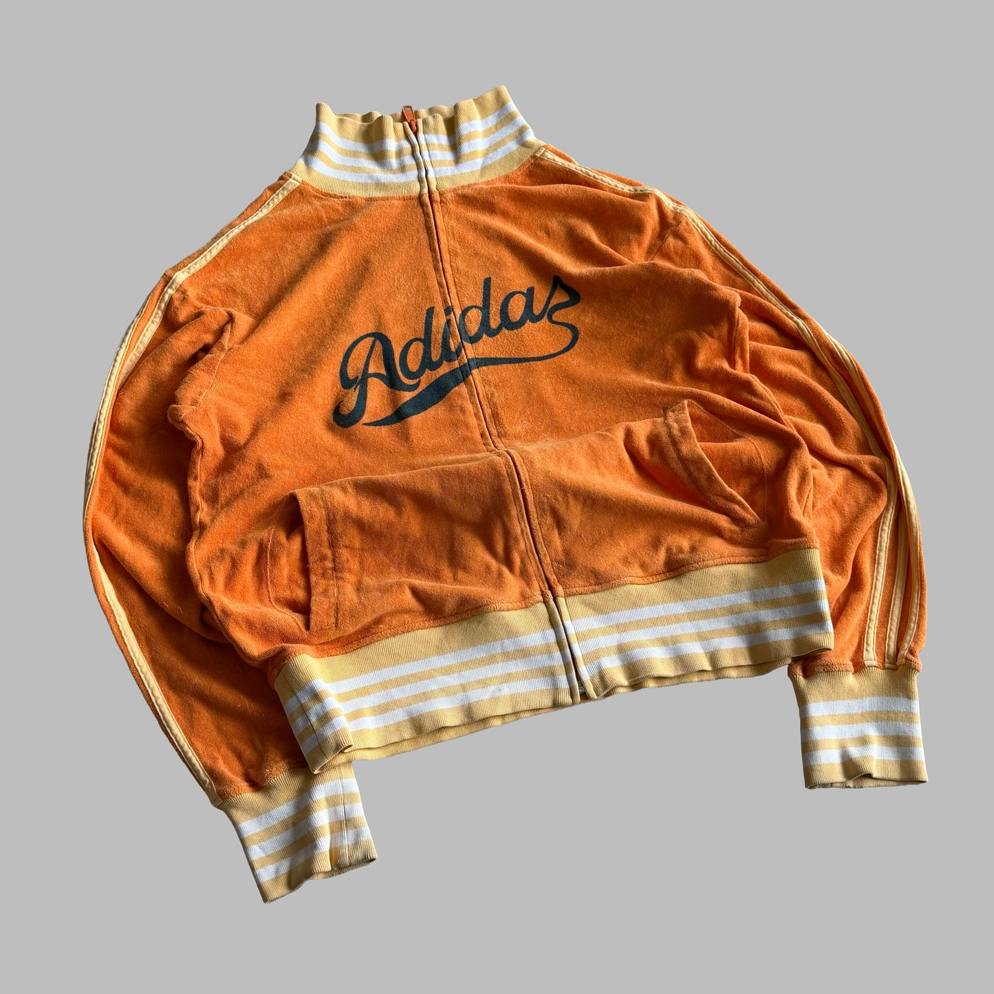 Y2K Adidas Spell Out Toweling Track Jacket - L