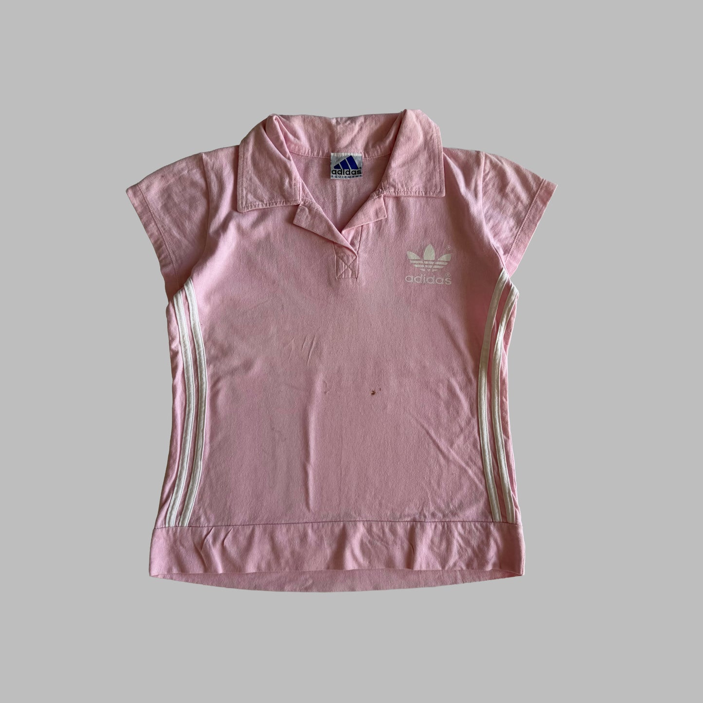 Y2K Adidas Three Stripe Polo Top - M
