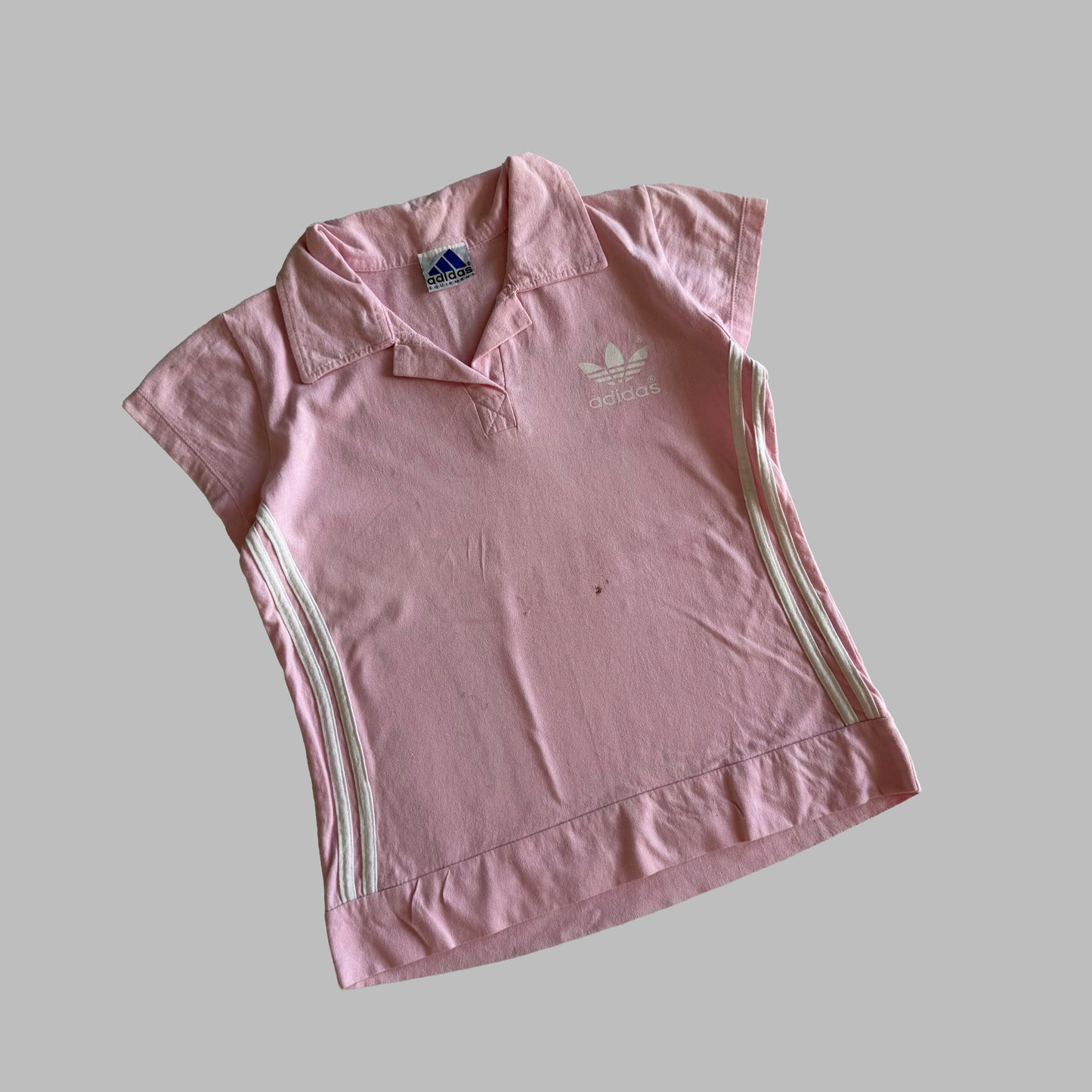 Y2K Adidas Three Stripe Polo Top - M