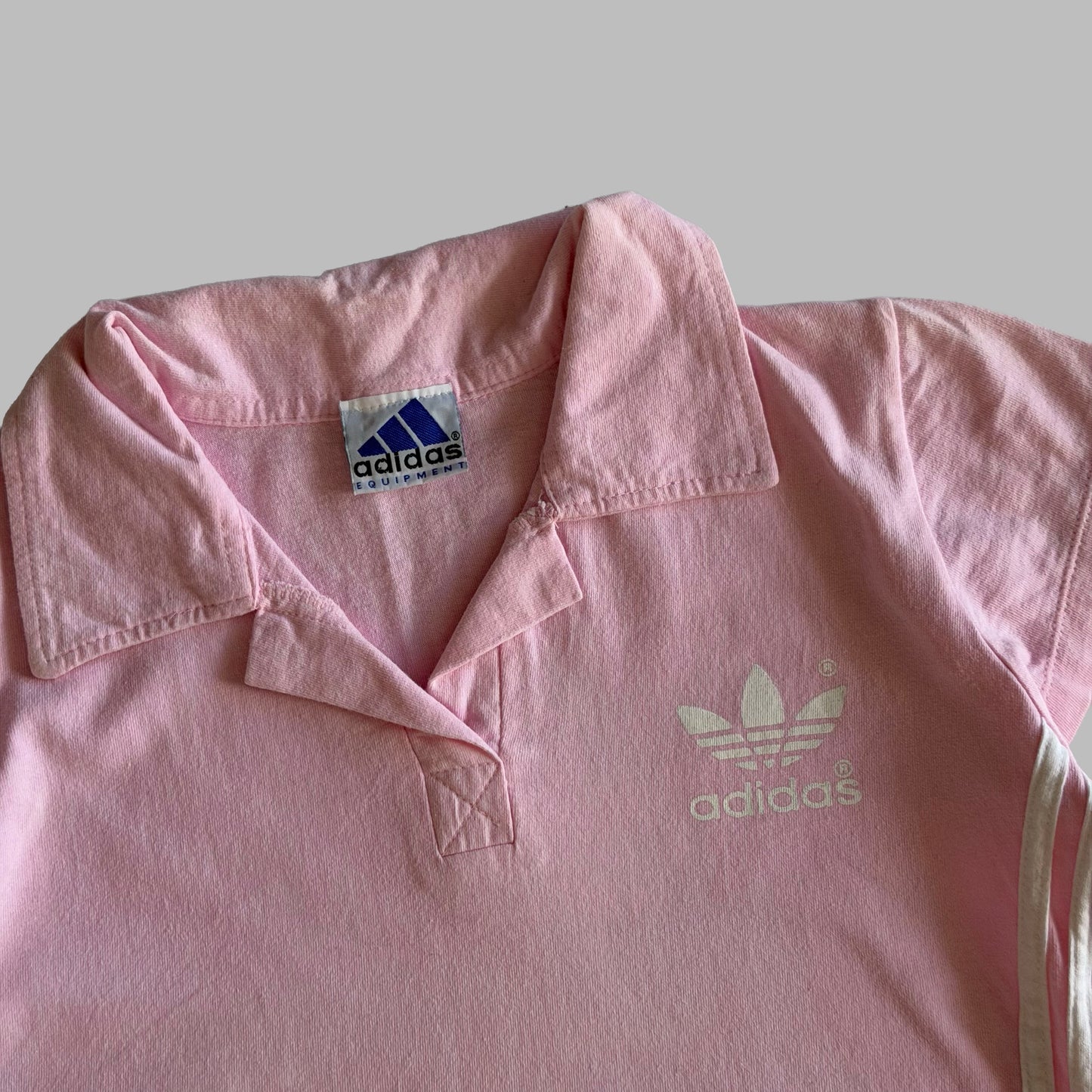 Y2K Adidas Three Stripe Polo Top - M