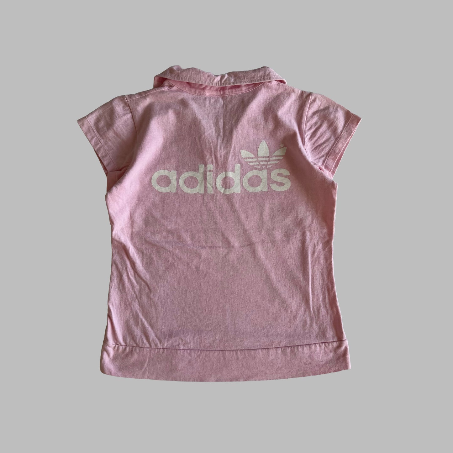 Y2K Adidas Three Stripe Polo Top - M