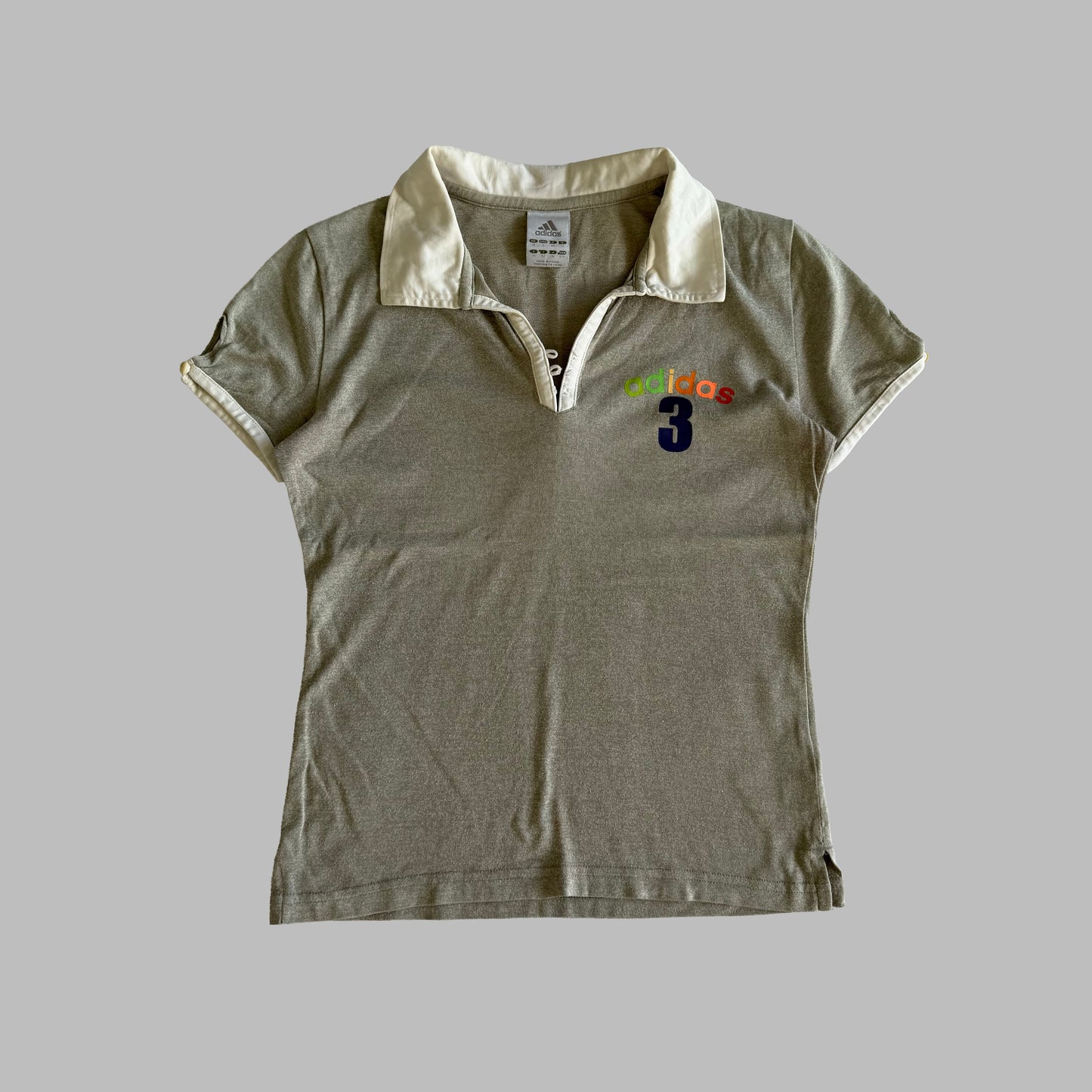 Y2K Adidas Spell Out Polo Top - S