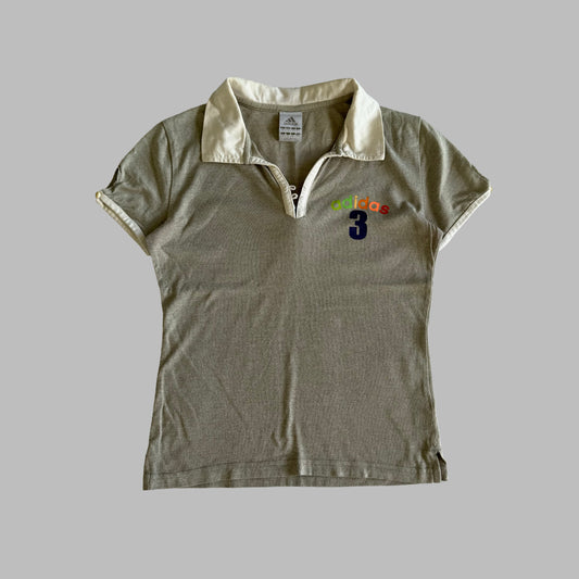 Y2K Adidas Spell Out Polo Top - S