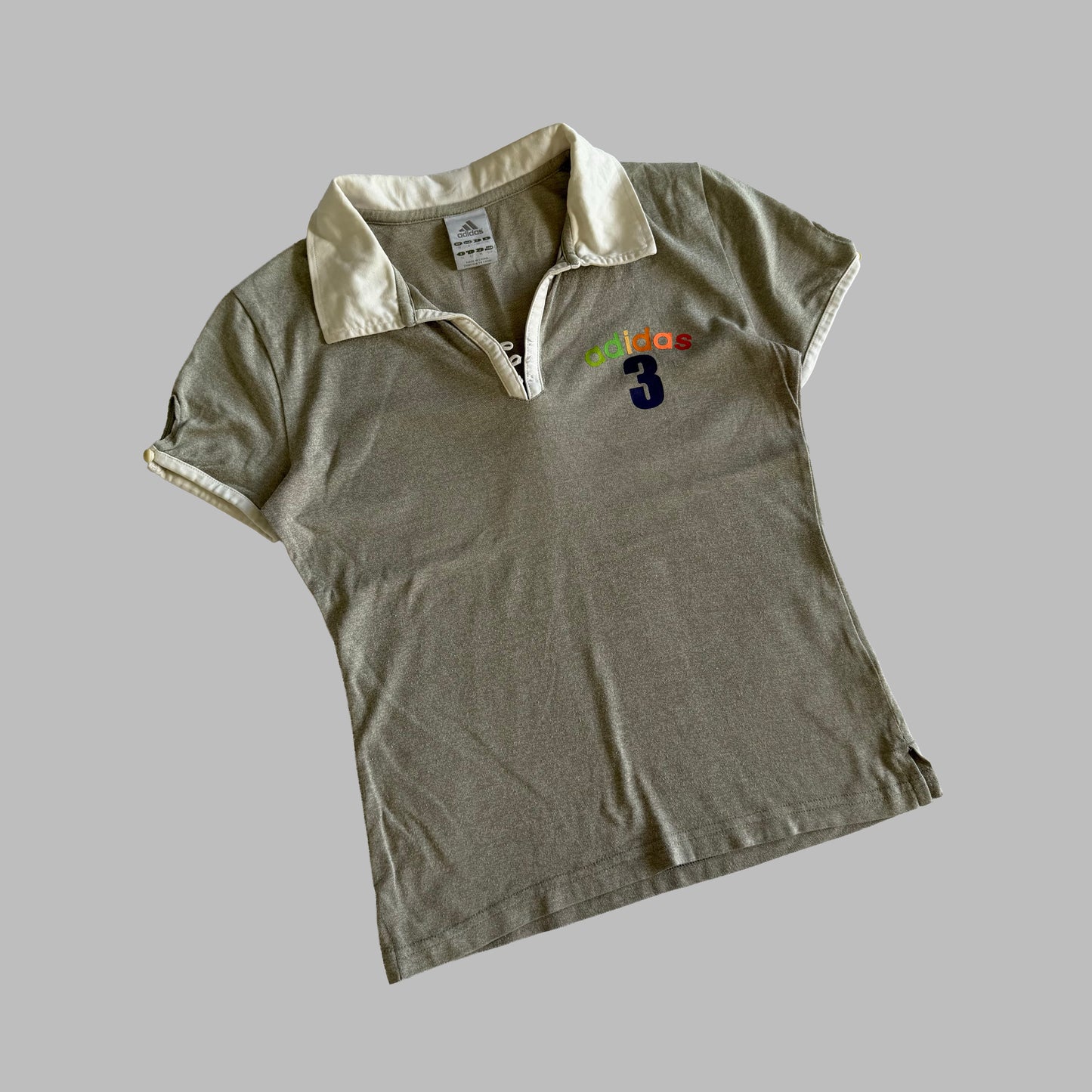 Y2K Adidas Spell Out Polo Top - S