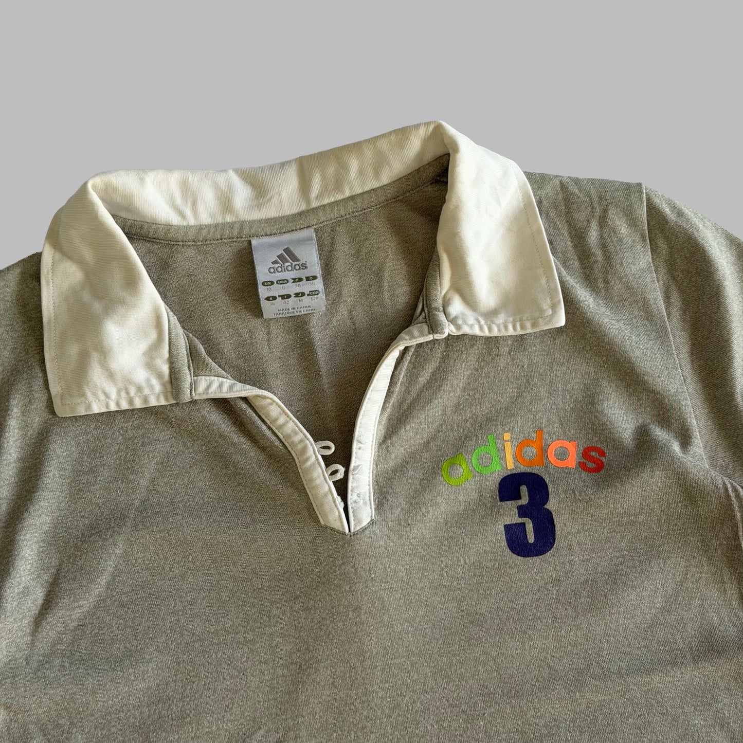 Y2K Adidas Spell Out Polo Top - S