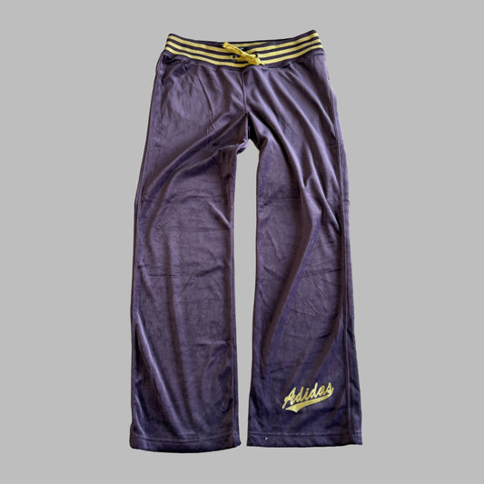 Y2K Dead Stock Adidas Three Stripe Velour Velvet Track Pants - M