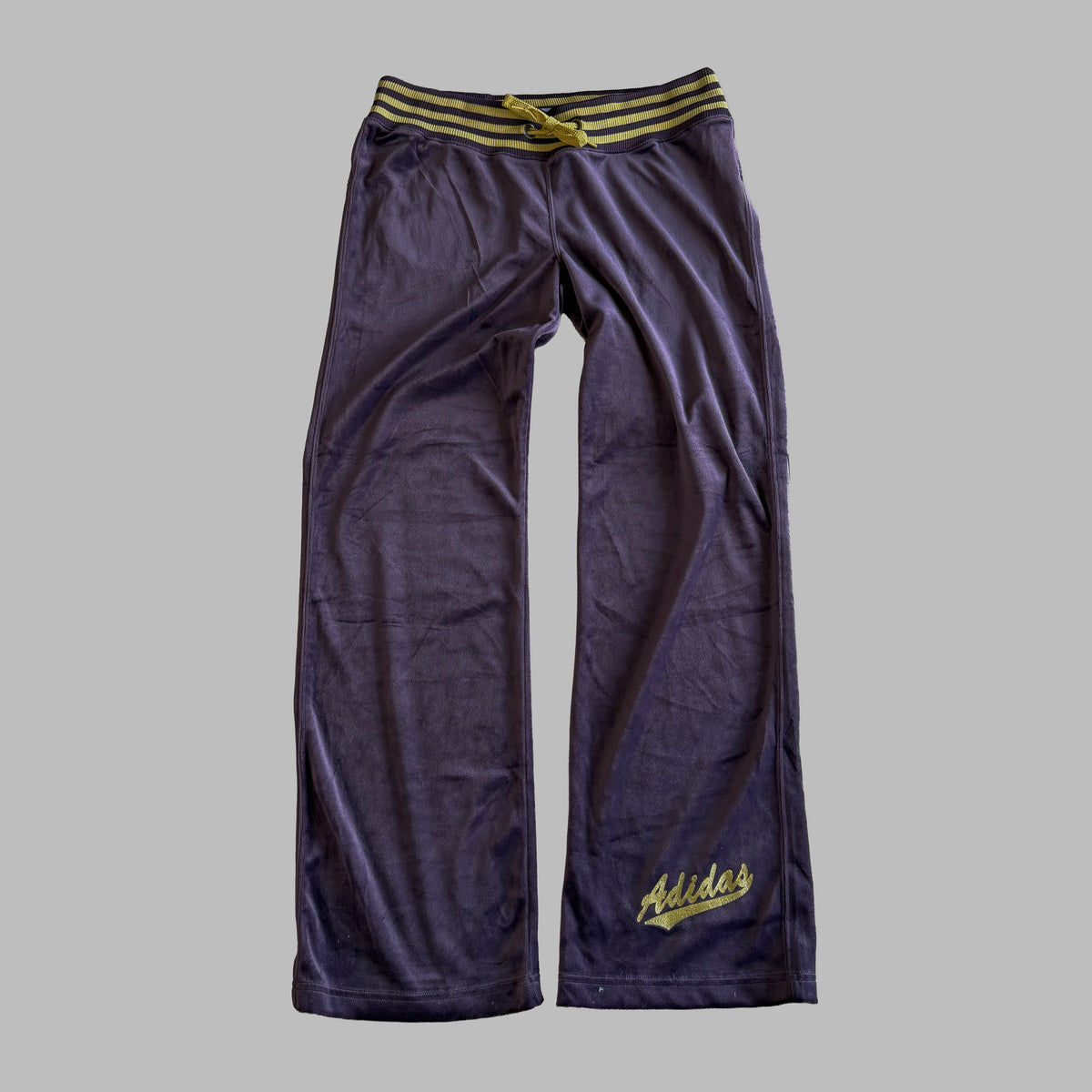 Y2K Dead Stock Adidas Three Stripe Velour Velvet Track Pants - M