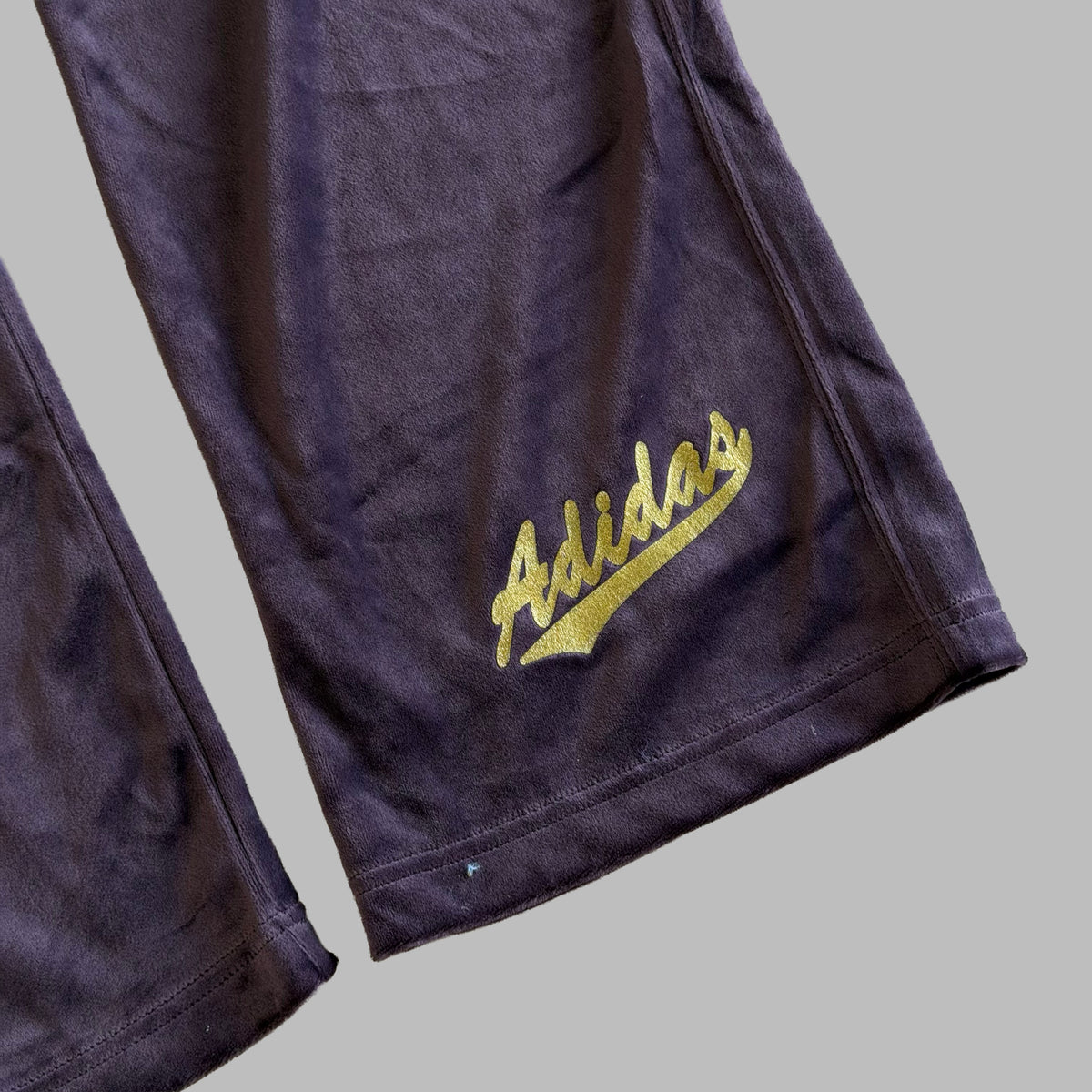 Y2K Dead Stock Adidas Three Stripe Velour Velvet Track Pants - M