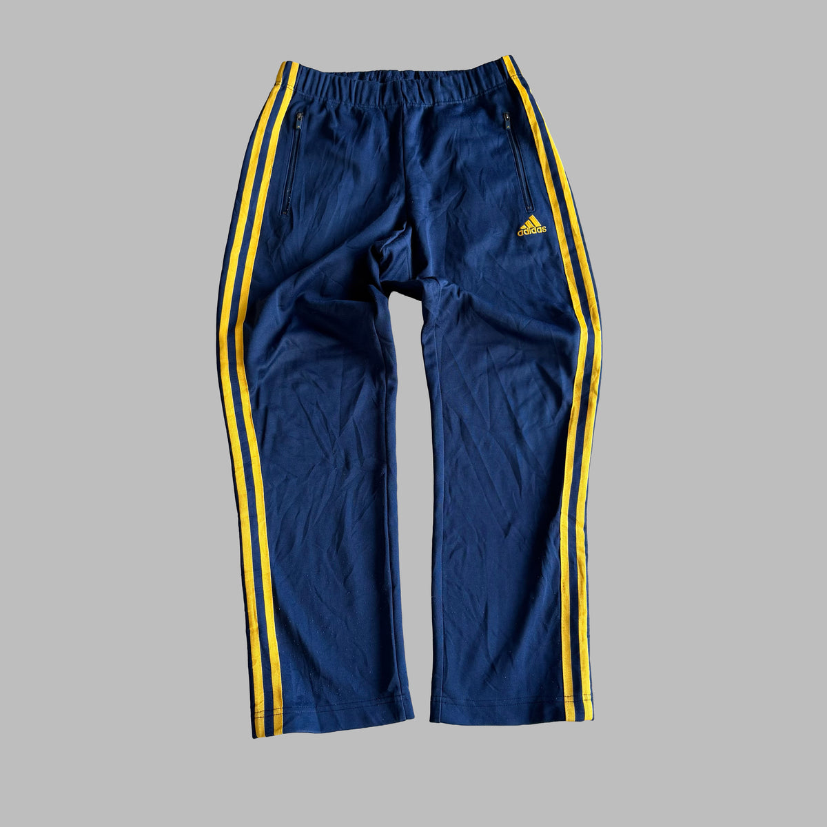 Y2K Adidas Three Stripe Straight Leg Track Pants - S