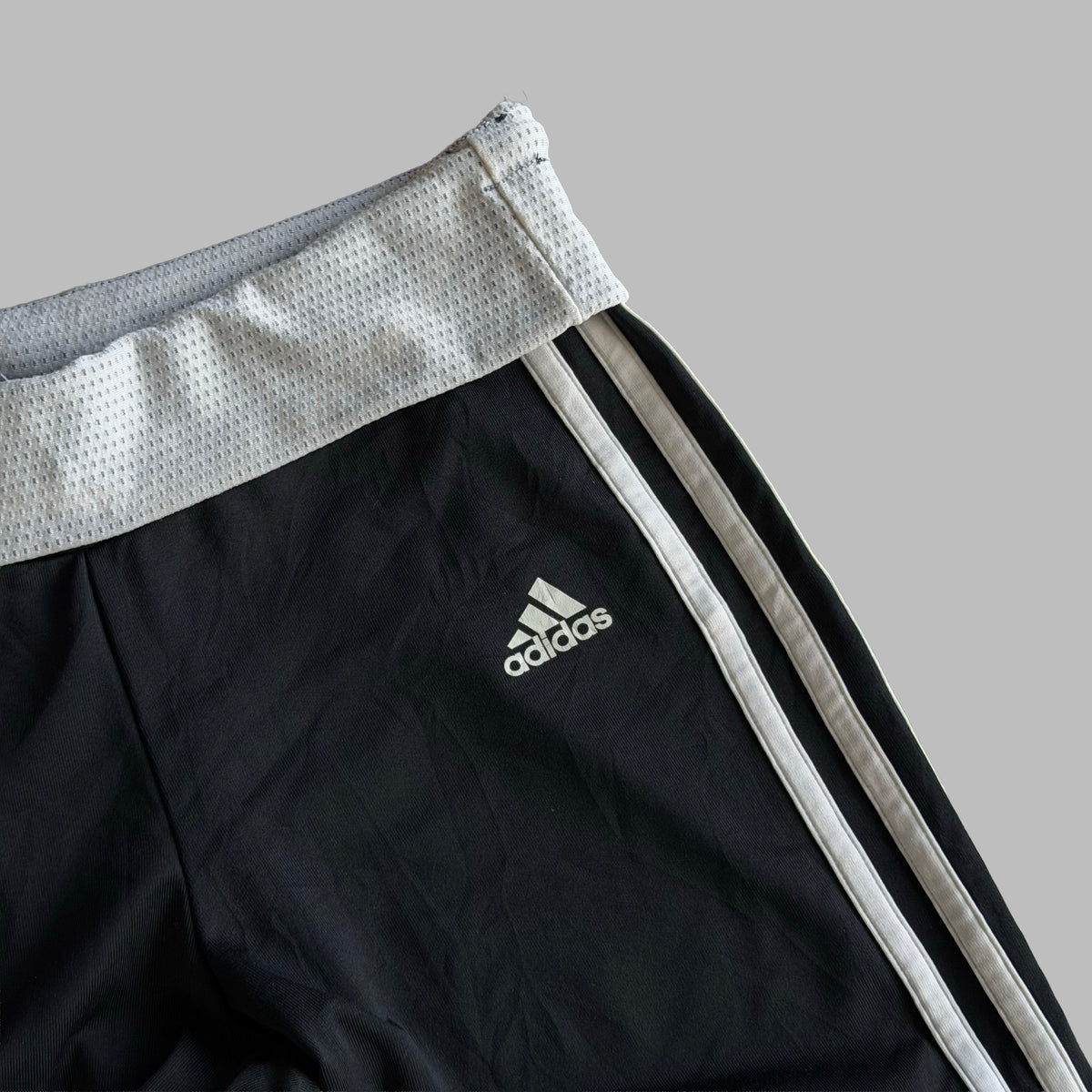 Y2K Adidas Three Stripe Fold Over Wide Leg Capris - S