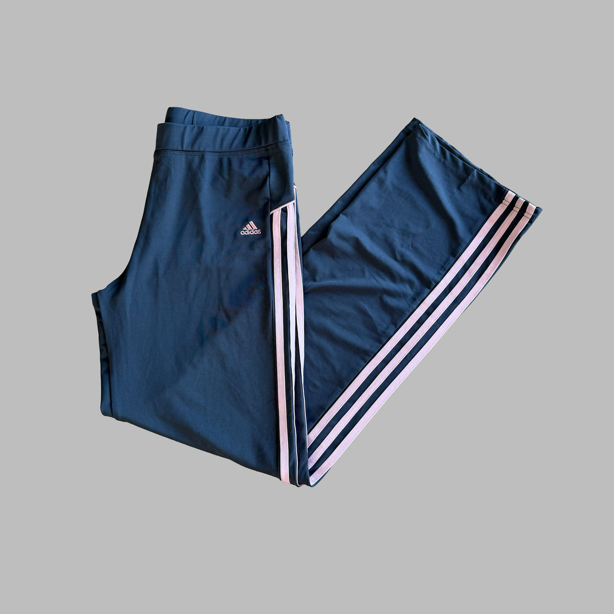 Y2K Adidas Three Stripe Wide Leg Activewear Pants - M