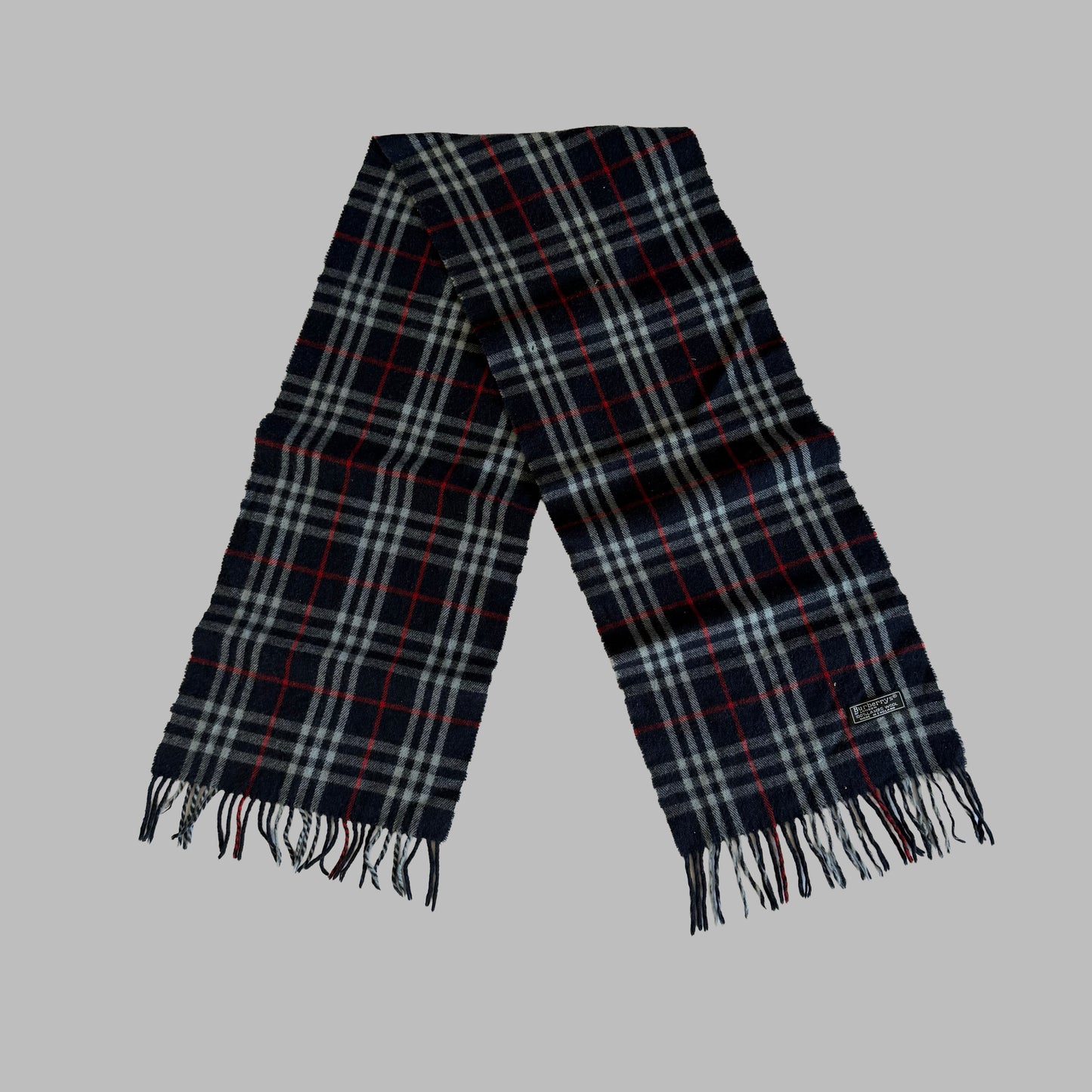 90s Burberry Lambswool Check Scarf