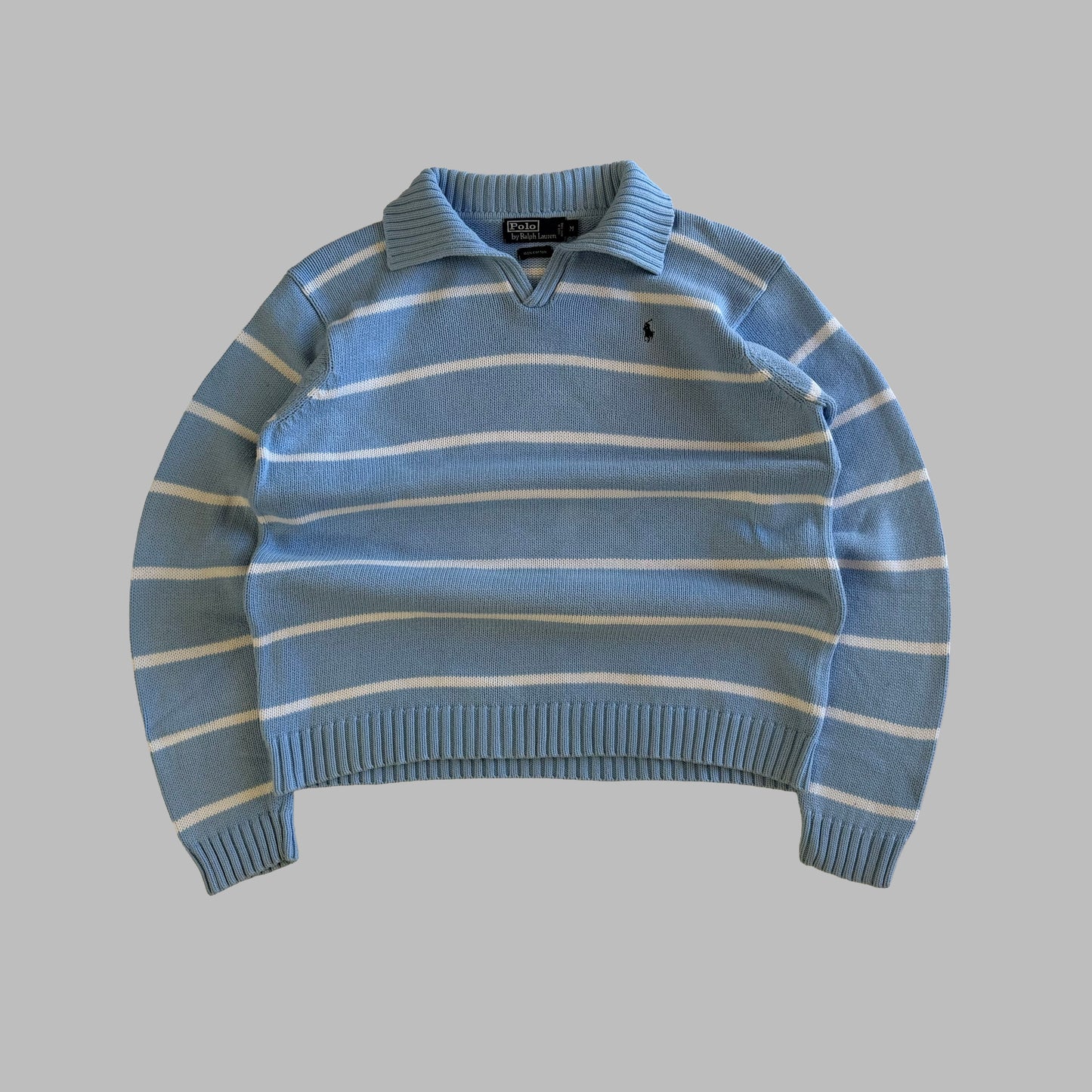 90s Polo Ralph Lauren Open Mock Neck Striped Knit - M