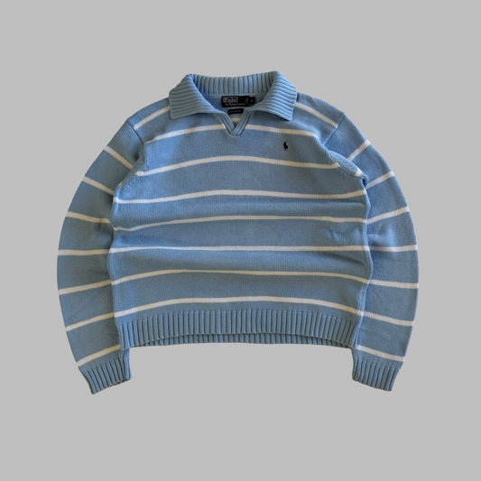 90s Polo Ralph Lauren Open Mock Neck Striped Knit - M