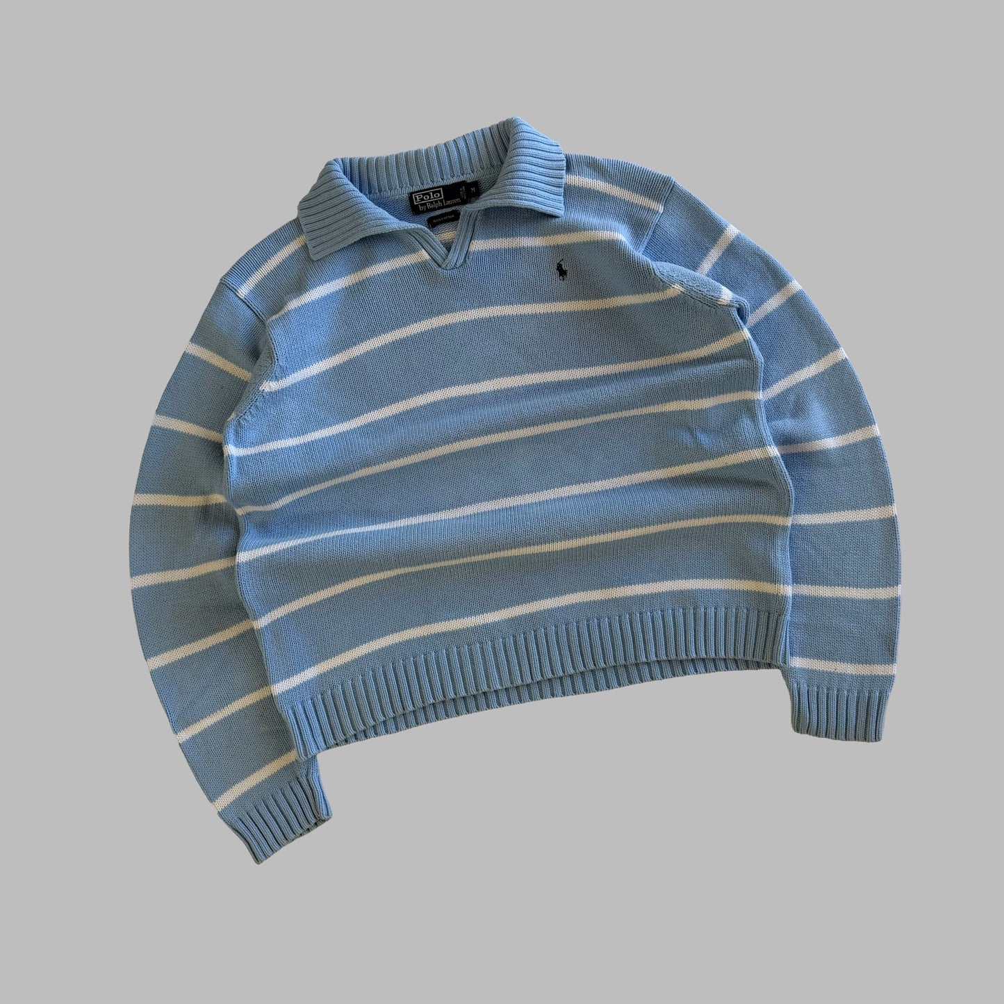 90s Polo Ralph Lauren Open Mock Neck Striped Knit - M