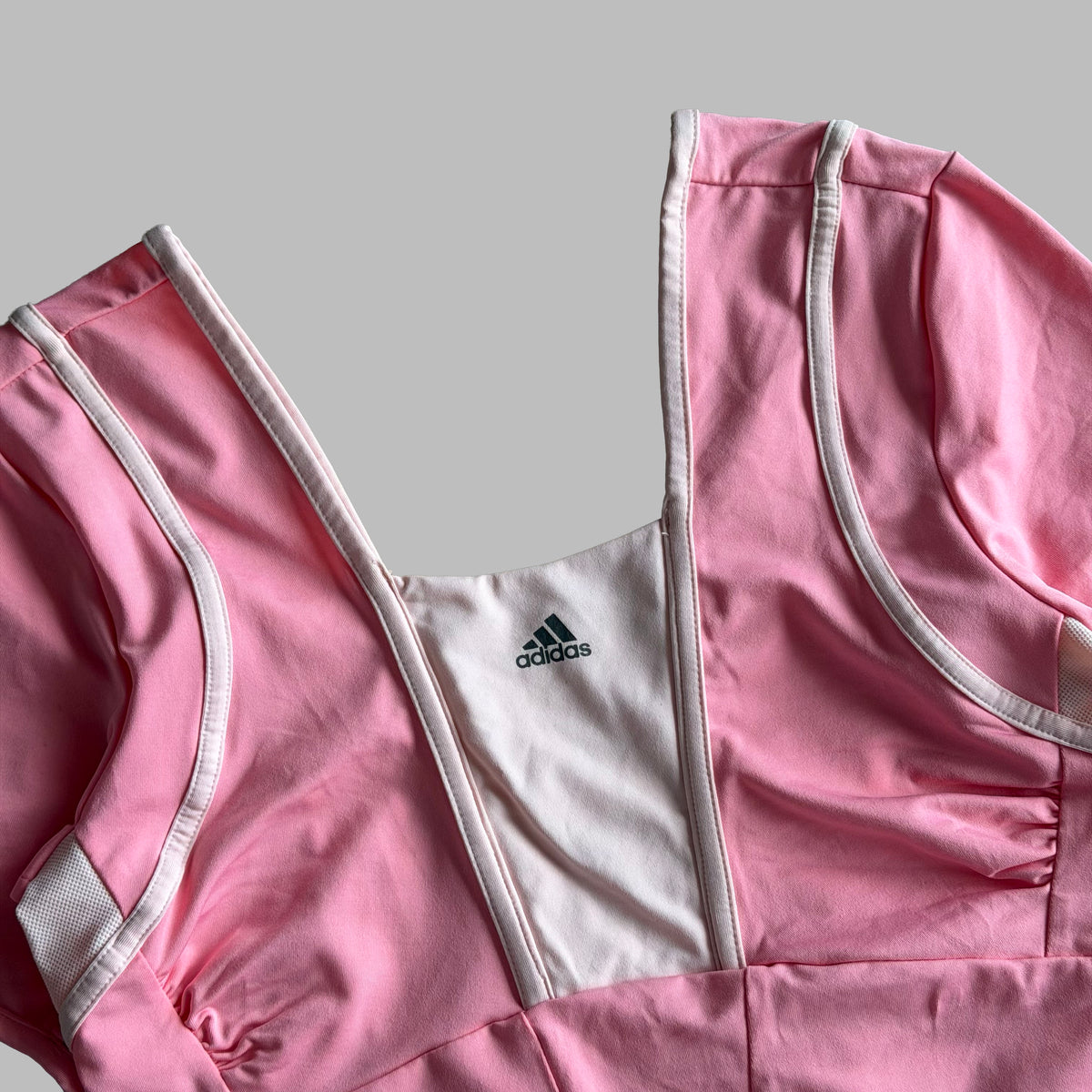 Y2K Adidas Panelled Square Neck Activewear Top - M
