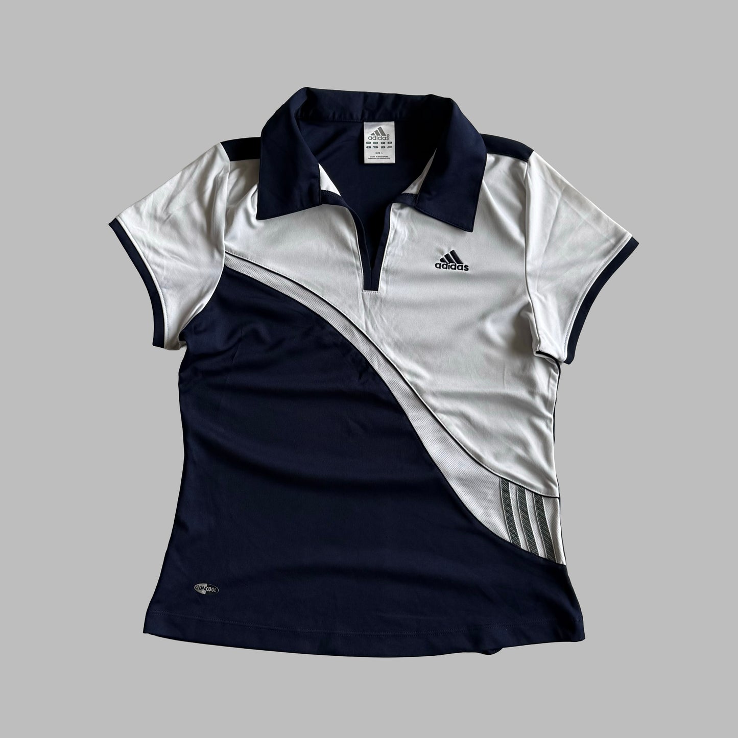 Y2K Adidas Colourblock Polo Top - M/L