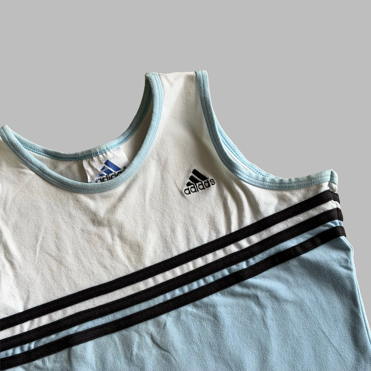 90s Adidas Three Stripe Panelled Tank - S
