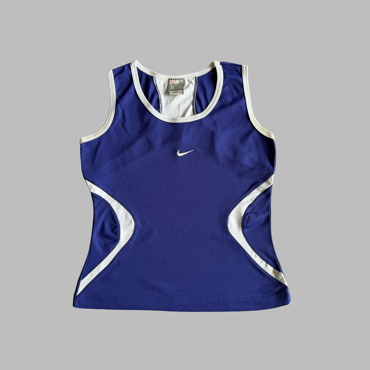 Y2K Nike Centre Swoosh Panelled Activewear Tank - S