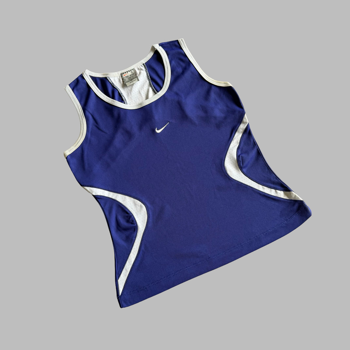 Y2K Nike Centre Swoosh Panelled Activewear Tank - S