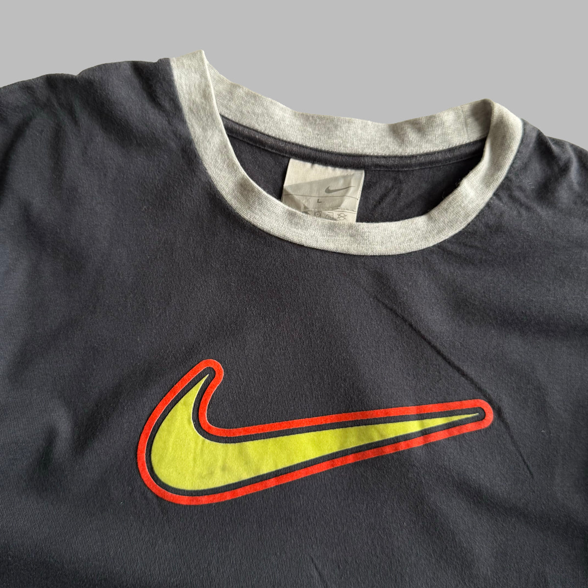 Y2K Nike Centre Swoosh Ringer Tee - L