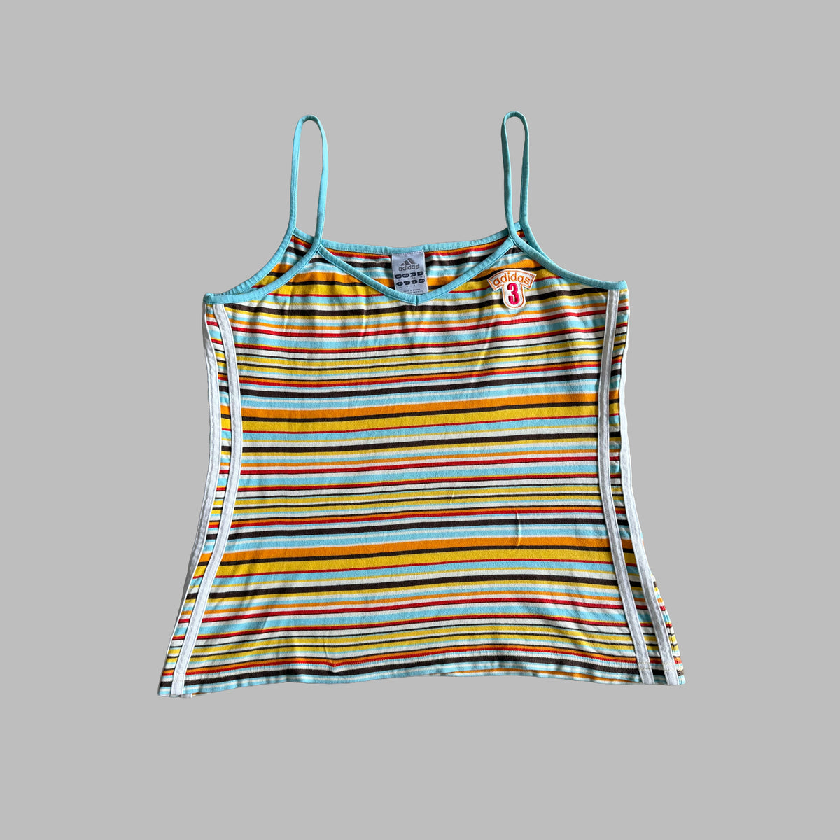 Y2K Adidas Spell Out Striped Tank - L