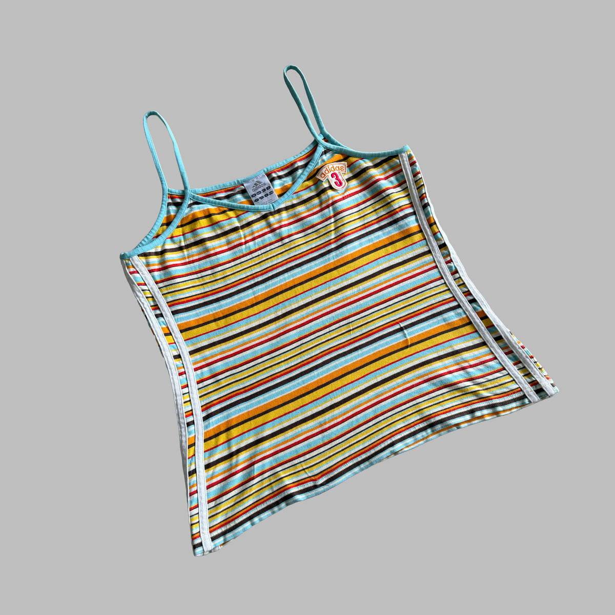Y2K Adidas Spell Out Striped Tank - L